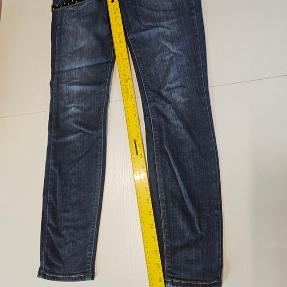 Sneak Peek High Rise Distressed Skinny Jeans Dark Wash Women's Junior 3 2264 - Picture 7 of 9